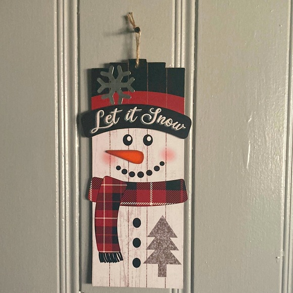 NWT Precious Holiday Glitter Let It Snow ⛄️ Snowman Decoration Sign w/ Metal ❄️ - Picture 6 of 11